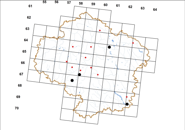 Mapa výskytu - aksamítka sametová - Causa holosericea