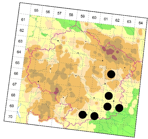 Mapa výskytu - šídlatka zelená - Lestes virens