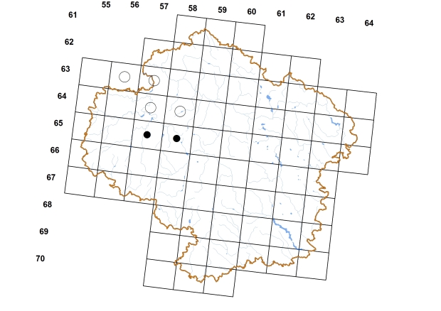 Mapa výskytu - perlorodka říční - Margaritifera margaritifera