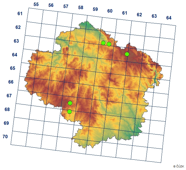 Mapa výskytu - mechovec hruškovitý - Sphaerozetes piriformis