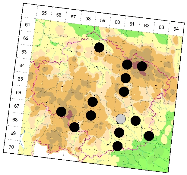 Mapa výskytu - šídlo rákosní - Aeshna affinis