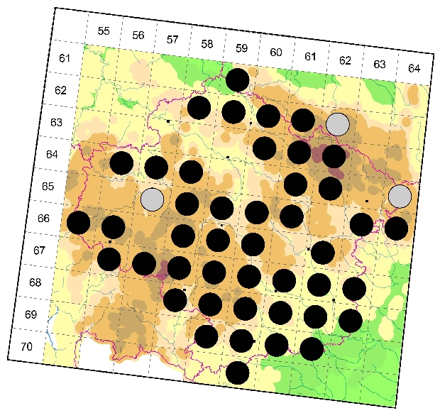 Mapa výskytu - šídlo modré - Aeshna cyanea