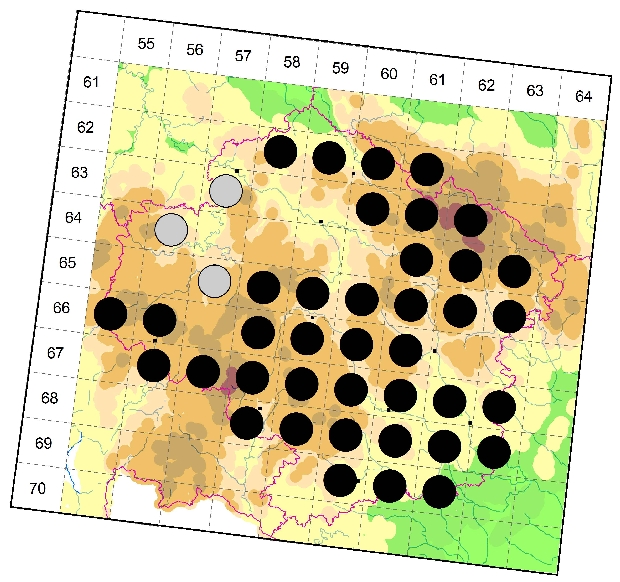 Mapa výskytu - šídlo velké - Aeshna grandis