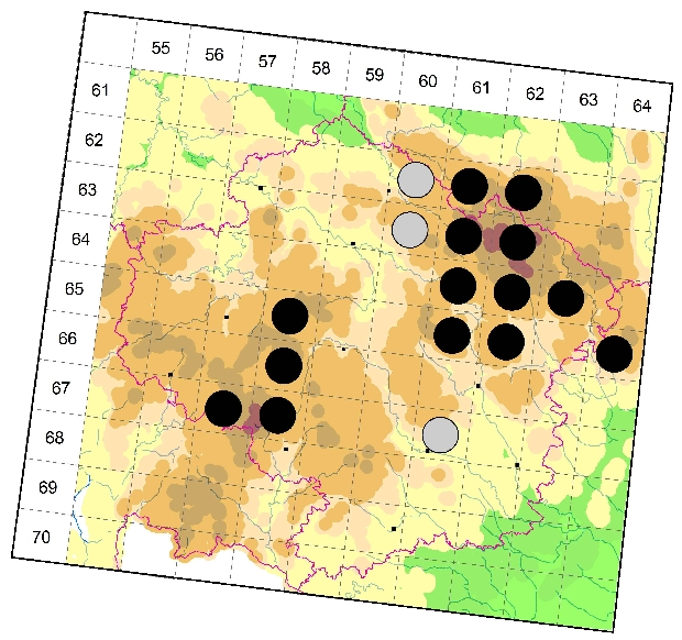 Mapa výskytu - šídlo sítinové - Aeshna juncea