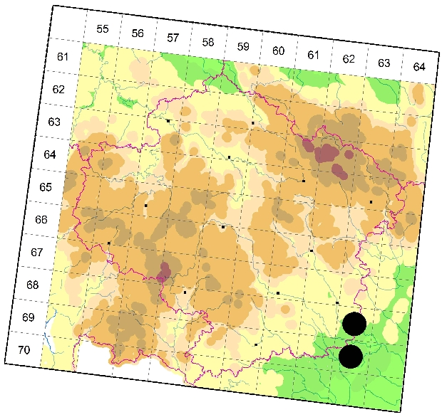 Mapa výskytu - plachetnatka suchopárová - Agyneta simplicitarsis