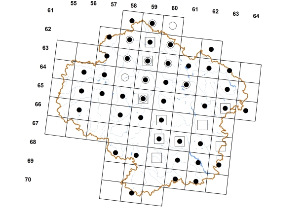 Mapa výskytu - kamomil říční - Ancylus fluviatilis