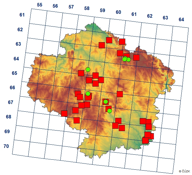 Mapa výskytu - batolec duhový - Apatura iris