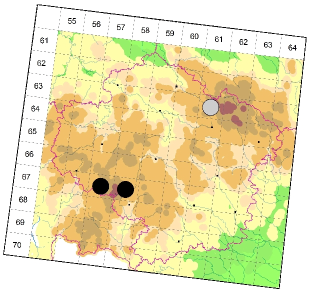 Mapa výskytu - pavučenka rašeliništní - Aphileta misera