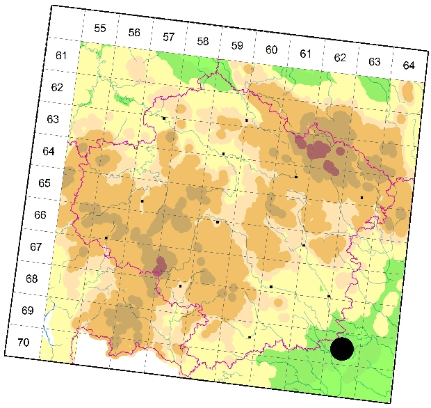Mapa výskytu - cedivečka nejmenší - Archaeodictyna minutissima