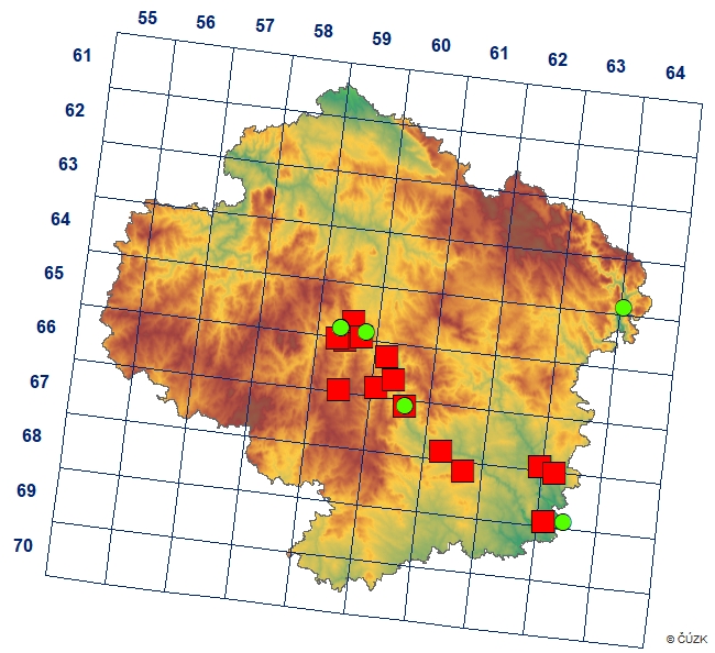 Mapa výskytu - modrásek bělopásný - Aricia eumedon