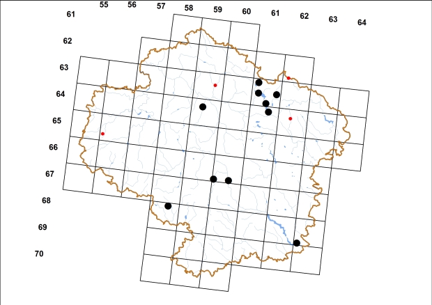 Mapa výskytu - plzák žlutopruhý - Arion fasciatus