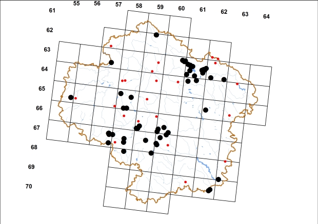 Mapa výskytu - plzák hnědý - Arion fuscus