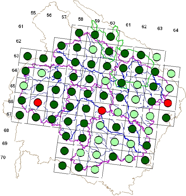 Mapa výskytu - kalous ušatý - Asio otus