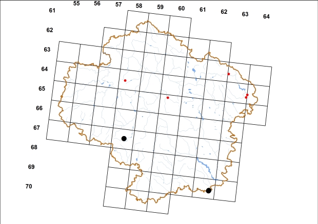 Mapa výskytu - hrotice obrácená - Balea perversa