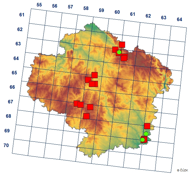 Mapa výskytu - perleťovec fialkový - Boloria euphrosyne