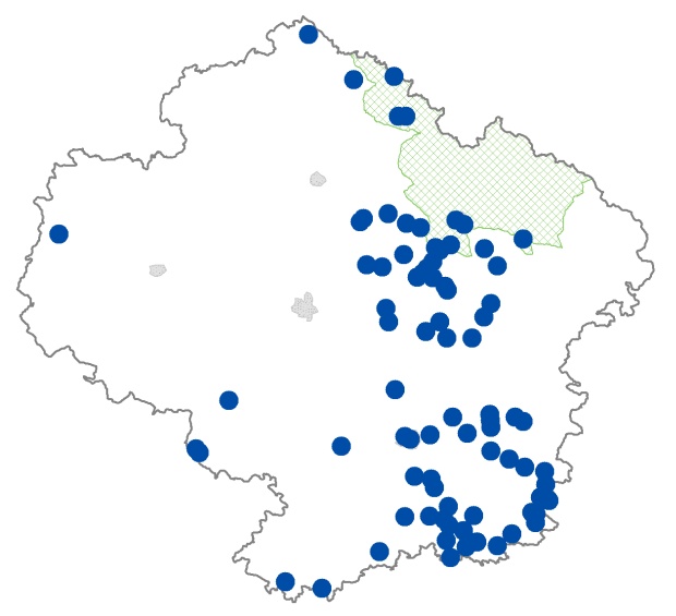 Mapa výskytu - ropucha zelená - Bufotes viridis