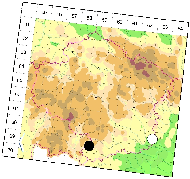 Mapa výskytu - plachetnatka trpasličí - Canariphantes nanus