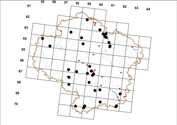 Mapa výskytu - páskovka keřová - Cepaea hortensis