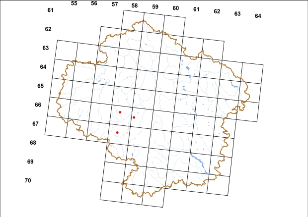 Mapa výskytu - závornatka křížatá - Clausilia cruciata