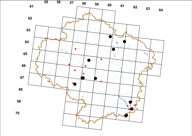 Mapa výskytu - vřetenovka hladká - Cochlodina laminata