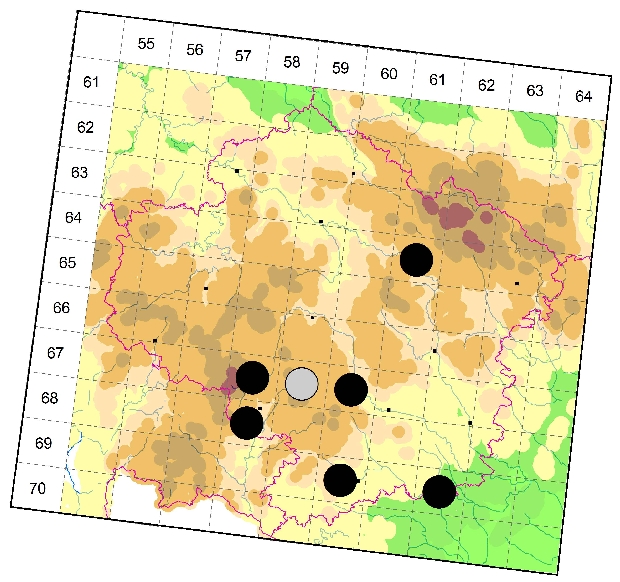 Mapa výskytu - šidélko širokoskvrnné - Coenagrion pulchellum