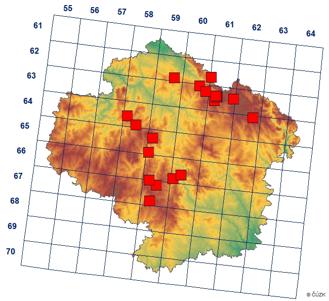 Mapa výskytu - okáč stříbrooký - Coenonympha tullia