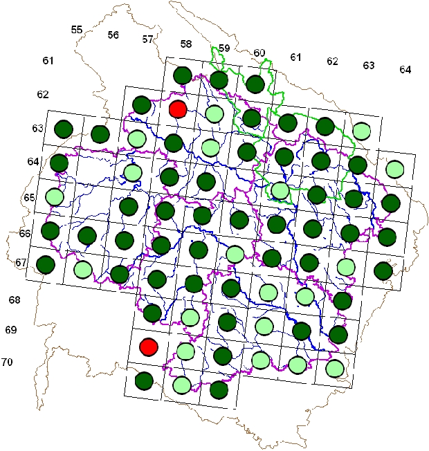 Mapa výskytu - holub doupňák - Columba oenas