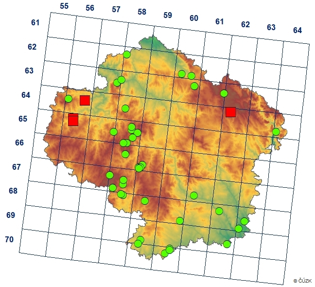 Mapa výskytu - žížala diamantová - Dendrobaena octaedra