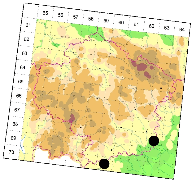 Mapa výskytu - stepník moravský - Eresus moravicus