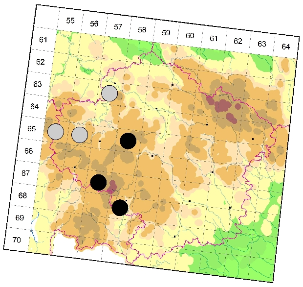 Mapa výskytu - pavučenka bažinná - Erigonella ignobilis