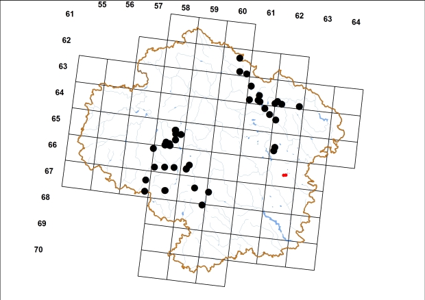 Mapa výskytu - kuželík tmavý - Euconulus praticola