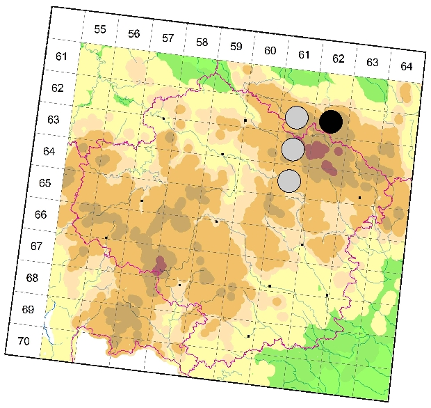Mapa výskytu - skákavka rašelinná - Heliophanus dampfi