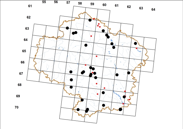 Mapa výskytu - hlemýžď zahradní - Helix pomatia