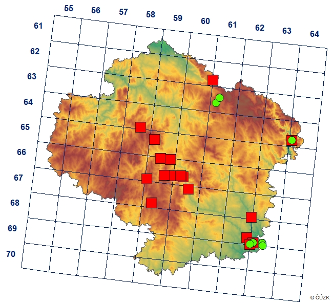 Mapa výskytu - soumračník čárkovaný - Hesperia comma