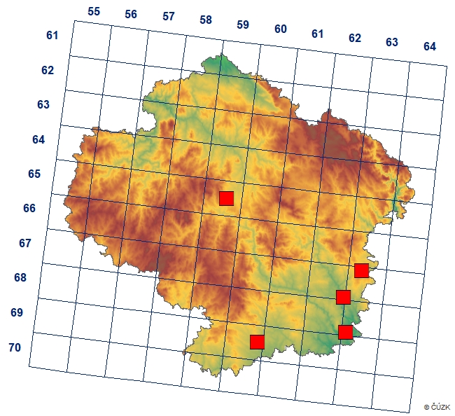 Mapa výskytu - přástevník užankový - Hyphoraia aulica