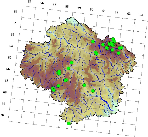 Mapa výskytu - rokyt cypřišovitý - Hypnum cupressiforme