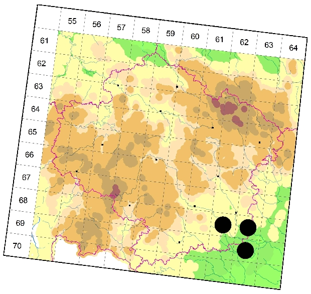Mapa výskytu - skálovka úhledná - Kishidaia conspicua