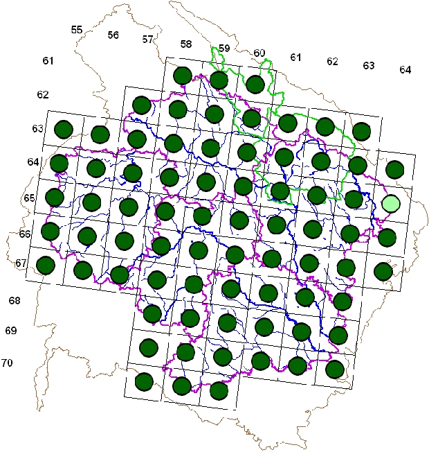 Mapa výskytu - ťuhýk obecný - Lanius collurio