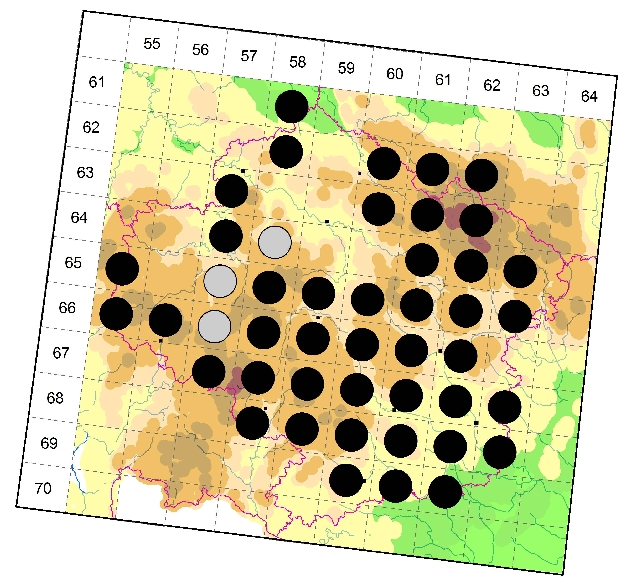 Mapa výskytu - šídlatka páskovaná - Lestes sponsa