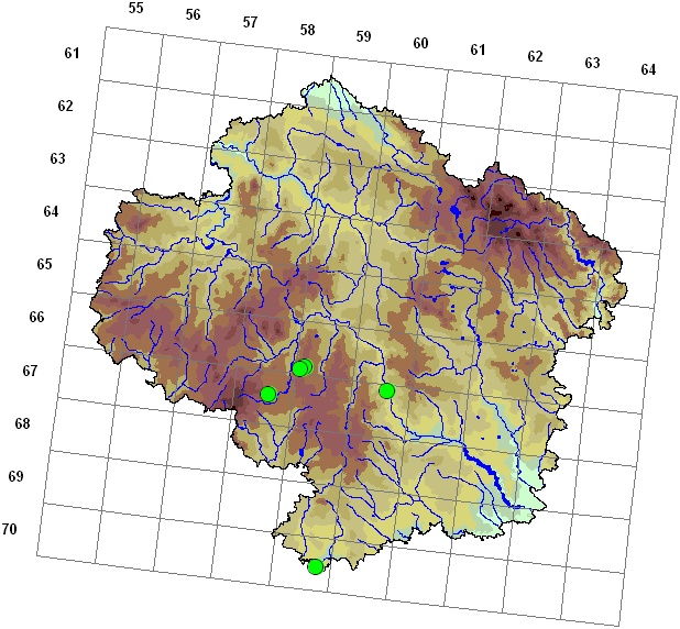 Mapa výskytu - bělozubka ocáskovitá - Leucodon sciuroides