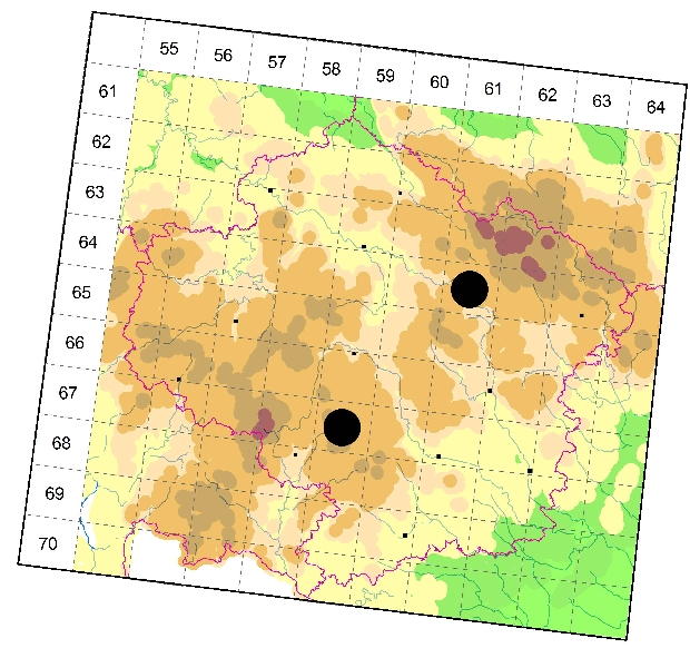 Mapa výskytu - vážka běloústá - Leucorrhinia albifrons