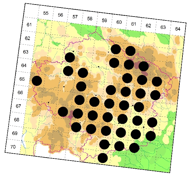 Mapa výskytu - vážka ploská - Libellula depressa