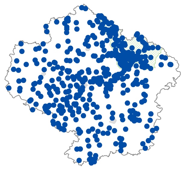 Mapa výskytu - čolek obecný - Lissotriton vulgaris