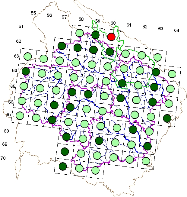 Mapa výskytu - cvrčilka říční - Locustella fluviatilis
