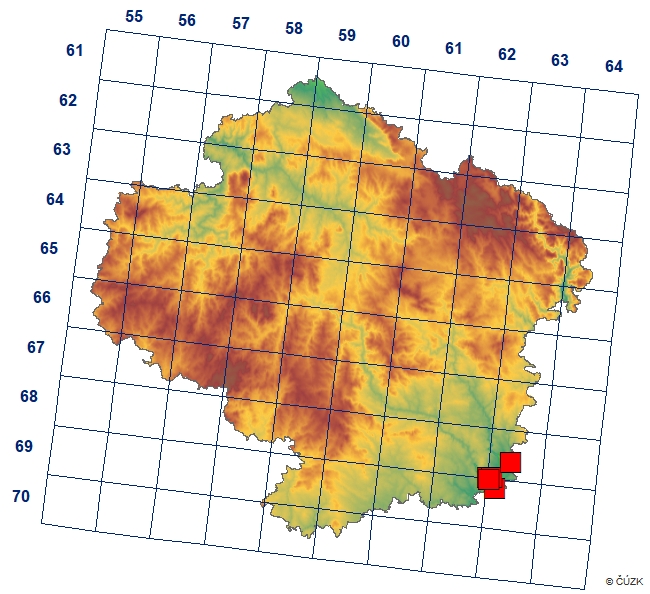 Mapa výskytu - okáč jílkový - Lopinga achine