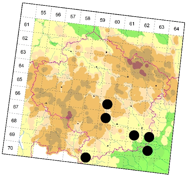 Mapa výskytu - skákavka úzká - Marpissa nivoyi