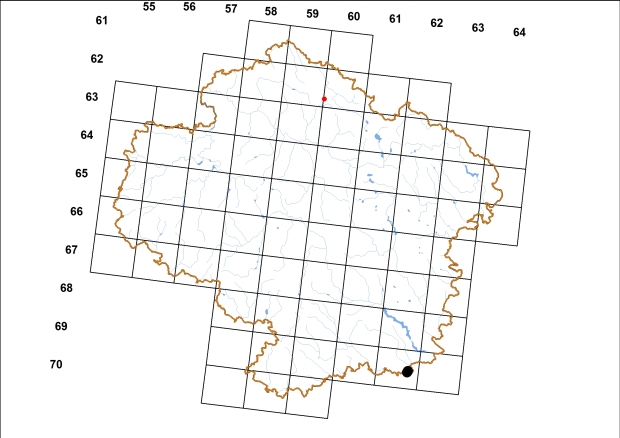 Mapa výskytu - kalonoska chlumní - Merdigera obscura