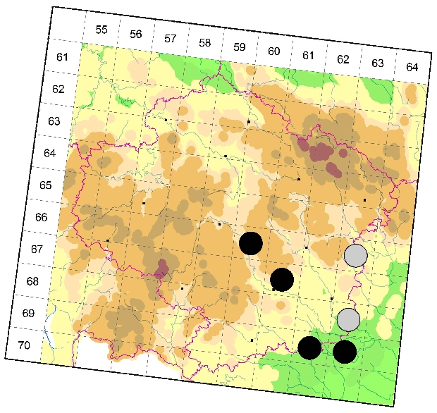 Mapa výskytu - mikarie mravencovitá - Micaria formicaria