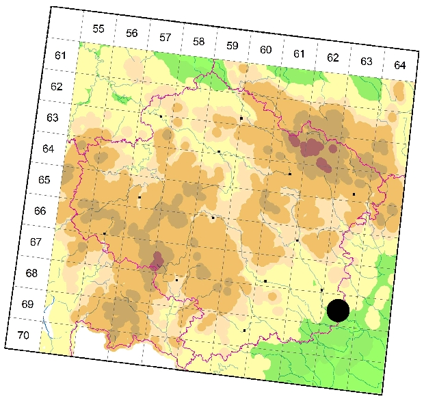 Mapa výskytu - mikarie berlovitá - Micaria guttulata