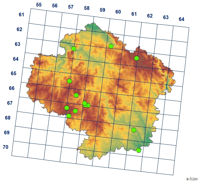 Mapa výskytu - mechoníček tmavší - Minunthozetes pseudofusiger